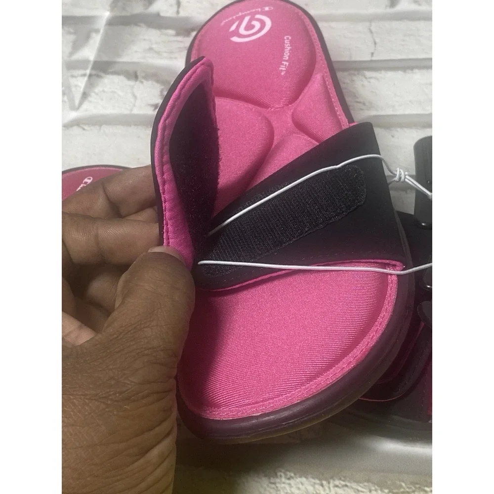 Champion Valma Cushion Fit Slide Sandal Girls Youth L (4/5)‎ Pink/Black